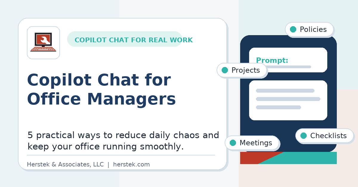 Microsoft Copilot Chat to manage projects, policies, meetings, and checklists